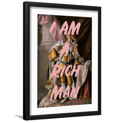 I Am A Rich Man Wall Art Print Venus Feminist Wall Print Altered Art Quote Print, Framed Art Prints White Border Wall Decor