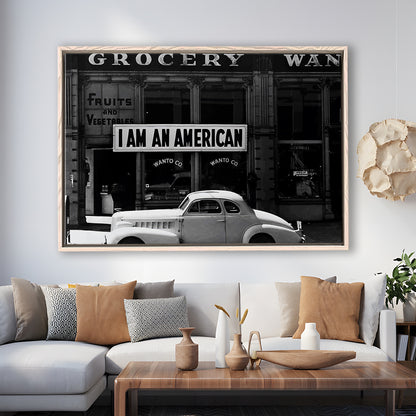 I Am An American Print, 1940 Vintage Photo, American Patriotism, Museum Quality, Floating Framed Canvas Print