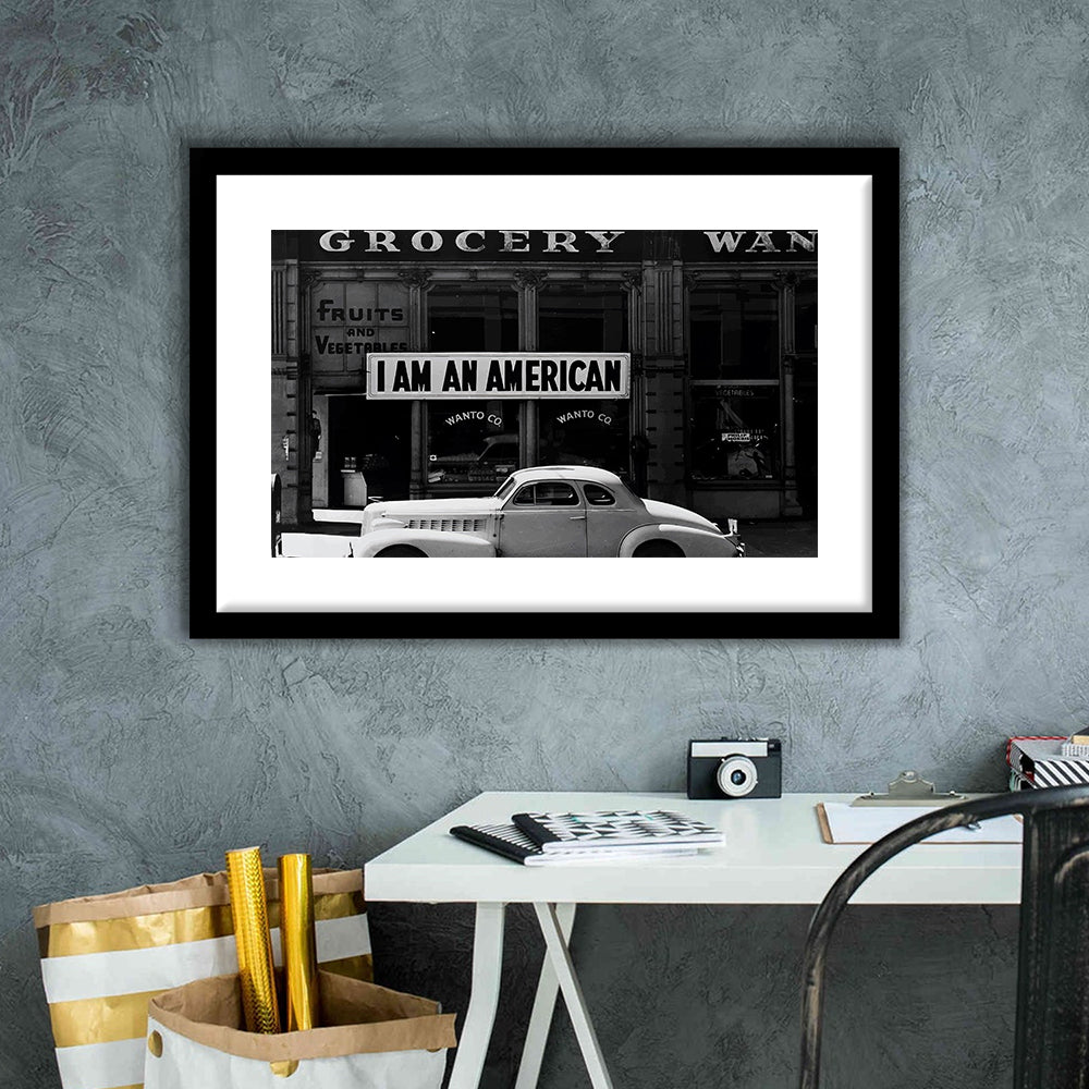 I Am An American Print, 1940 Vintage Photo, American Patriotism, Museum Quality, Framed Art Print White Border Wall Decor