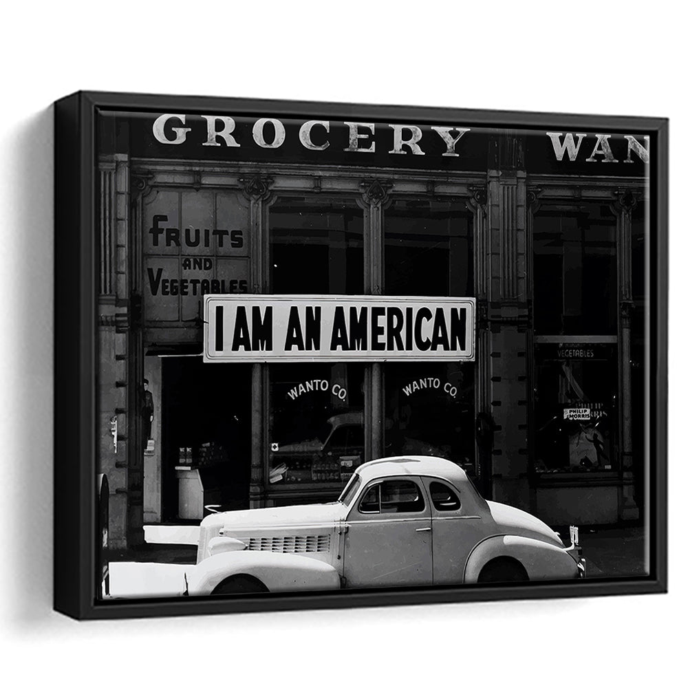 I Am An American Print, 1940 Vintage Photo, American Patriotism, Museum Quality, Floating Framed Canvas Print
