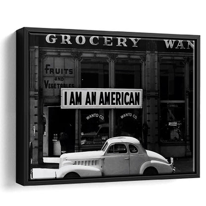 I Am An American Print, 1940 Vintage Photo, American Patriotism, Museum Quality, Floating Framed Canvas Print