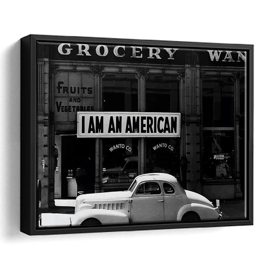 I Am An American Print, 1940 Vintage Photo, American Patriotism, Museum Quality, Floating Framed Canvas Print