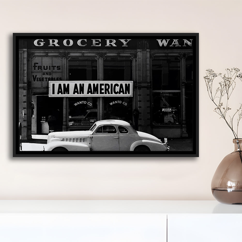 I Am An American Print, 1940 Vintage Photo, American Patriotism, Museum Quality, Floating Framed Canvas Print