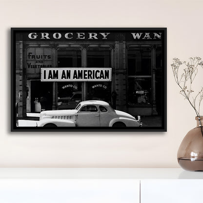I Am An American Print, 1940 Vintage Photo, American Patriotism, Museum Quality, Floating Framed Canvas Print