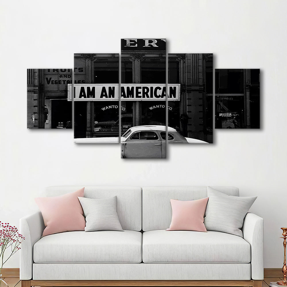 I Am An American Print, 1940 Vintage Photo, American Patriotism, Museum Quality, Mixed 5 Pieces Canvas Print