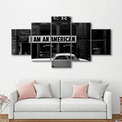 I Am An American Print, 1940 Vintage Photo, American Patriotism, Museum Quality, Mixed 5 Pieces Canvas Print