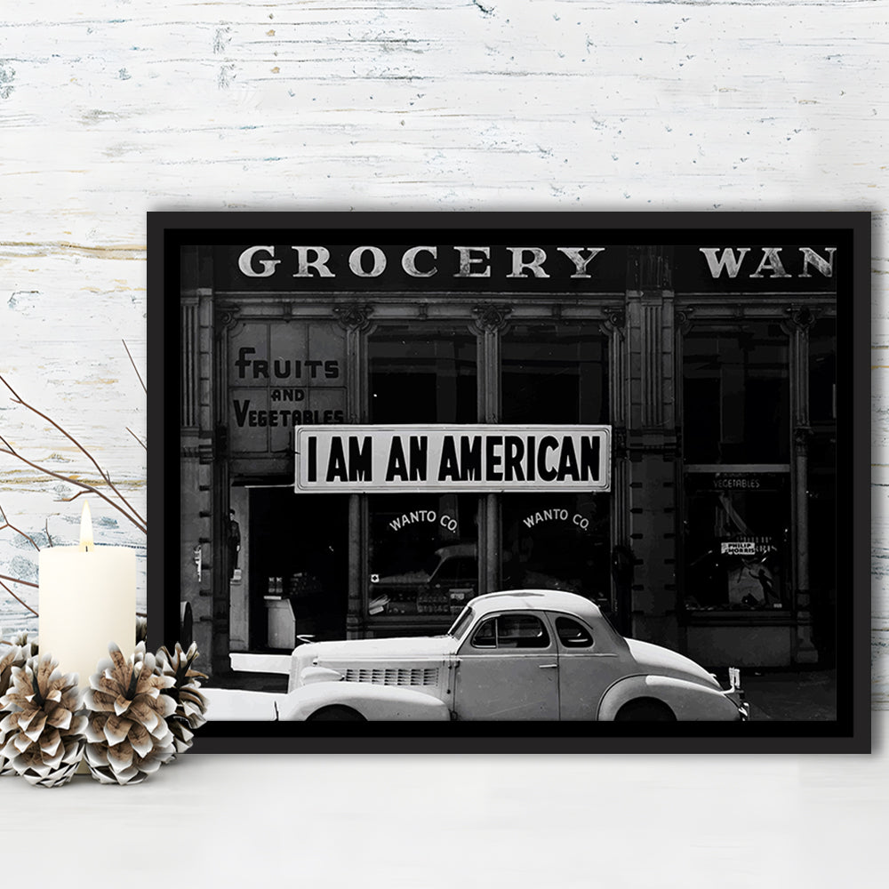 I Am An American Print, 1940 Vintage Photo, American Patriotism, Museum Quality, Floating Framed Canvas Print