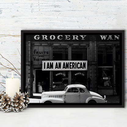 I Am An American Print, 1940 Vintage Photo, American Patriotism, Museum Quality, Floating Framed Canvas Print
