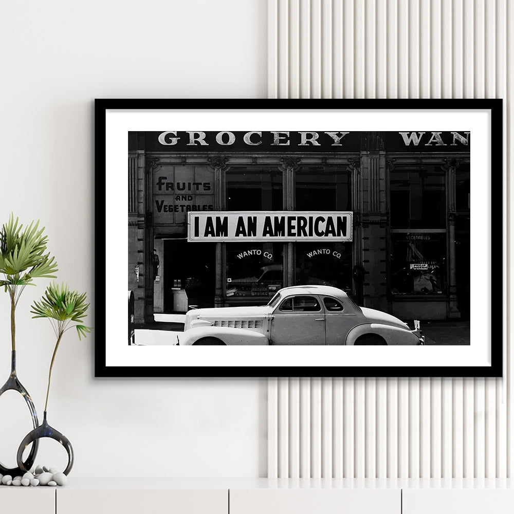 I Am An American Print, 1940 Vintage Photo, American Patriotism, Museum Quality, Framed Art Print White Border Wall Decor