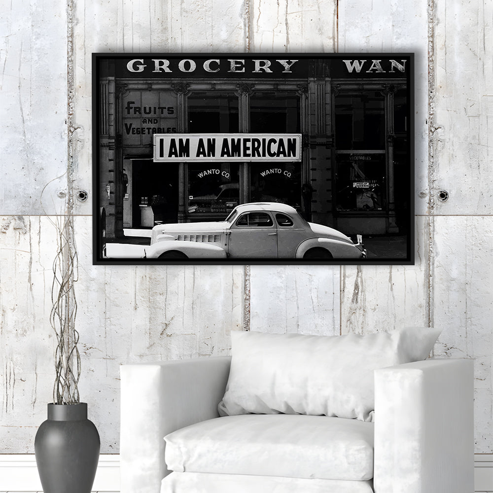 I Am An American Print, 1940 Vintage Photo, American Patriotism, Museum Quality, Floating Framed Canvas Print