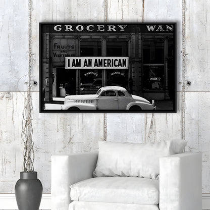 I Am An American Print, 1940 Vintage Photo, American Patriotism, Museum Quality, Floating Framed Canvas Print