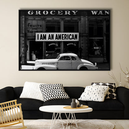 I Am An American Print, 1940 Vintage Photo, American Patriotism, Museum Quality, Floating Framed Canvas Print