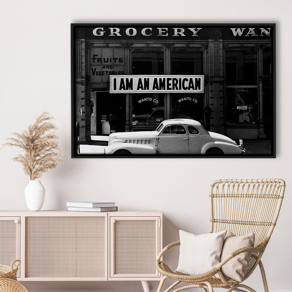 I Am An American Print, 1940 Vintage Photo, American Patriotism, Museum Quality, Floating Framed Canvas Print