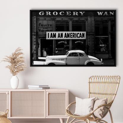 I Am An American Print, 1940 Vintage Photo, American Patriotism, Museum Quality, Floating Framed Canvas Print