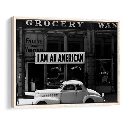 I Am An American Print, 1940 Vintage Photo, American Patriotism, Museum Quality, Floating Framed Canvas Print