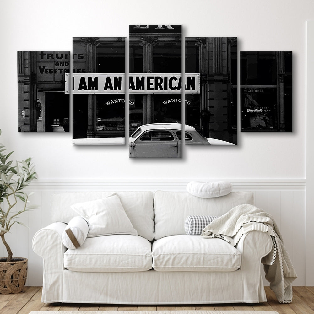 I Am An American Print, 1940 Vintage Photo, American Patriotism, Museum Quality, Mixed 5 Pieces Canvas Print