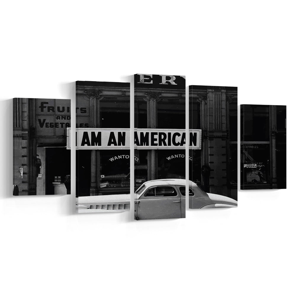 I Am An American Print, 1940 Vintage Photo, American Patriotism, Museum Quality, Mixed 5 Pieces Canvas Print