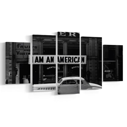 I Am An American Print, 1940 Vintage Photo, American Patriotism, Museum Quality, Mixed 5 Pieces Canvas Print