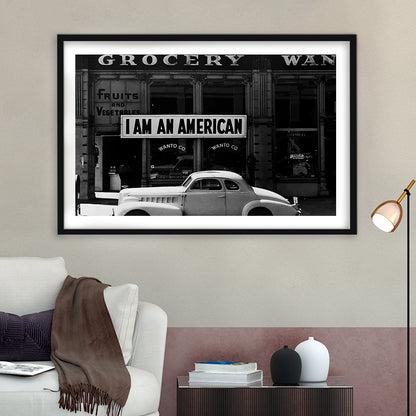 I Am An American Print, 1940 Vintage Photo, American Patriotism, Museum Quality, Framed Art Print White Border Wall Decor