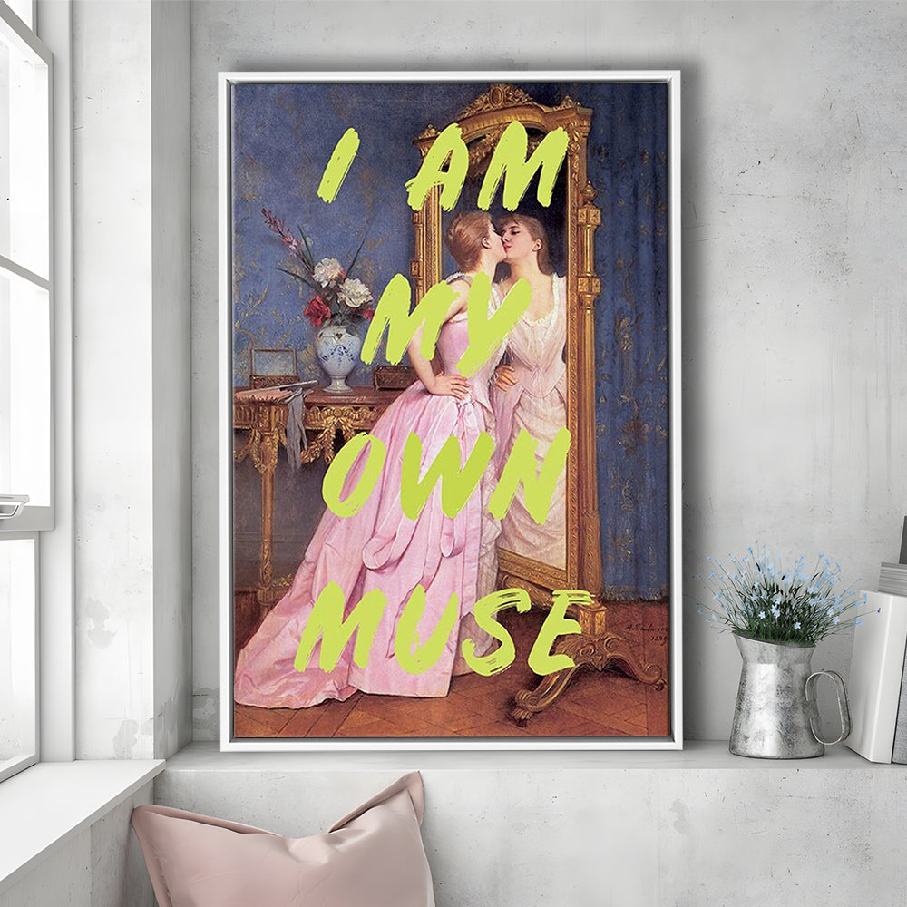 I Am My Own Muse Feminist Art, Neon Quotes, Gift For Her, Quote Print, Feminist Gifts, Framed Canvas Prints Wall Art
