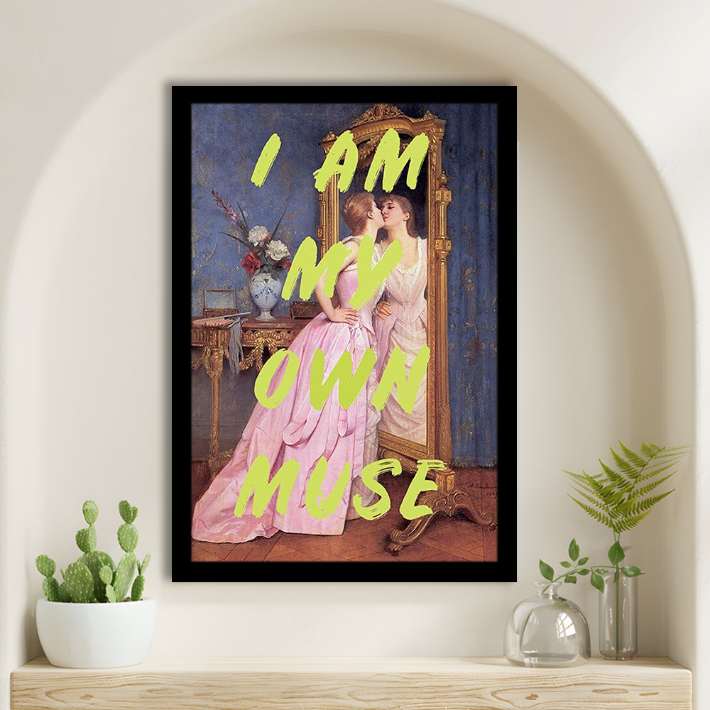 I Am My Own Muse Feminist Art, Neon Quotes, Gift For Her, Quote Print, Feminist Gifts, Framed Art Prints Wall Decor