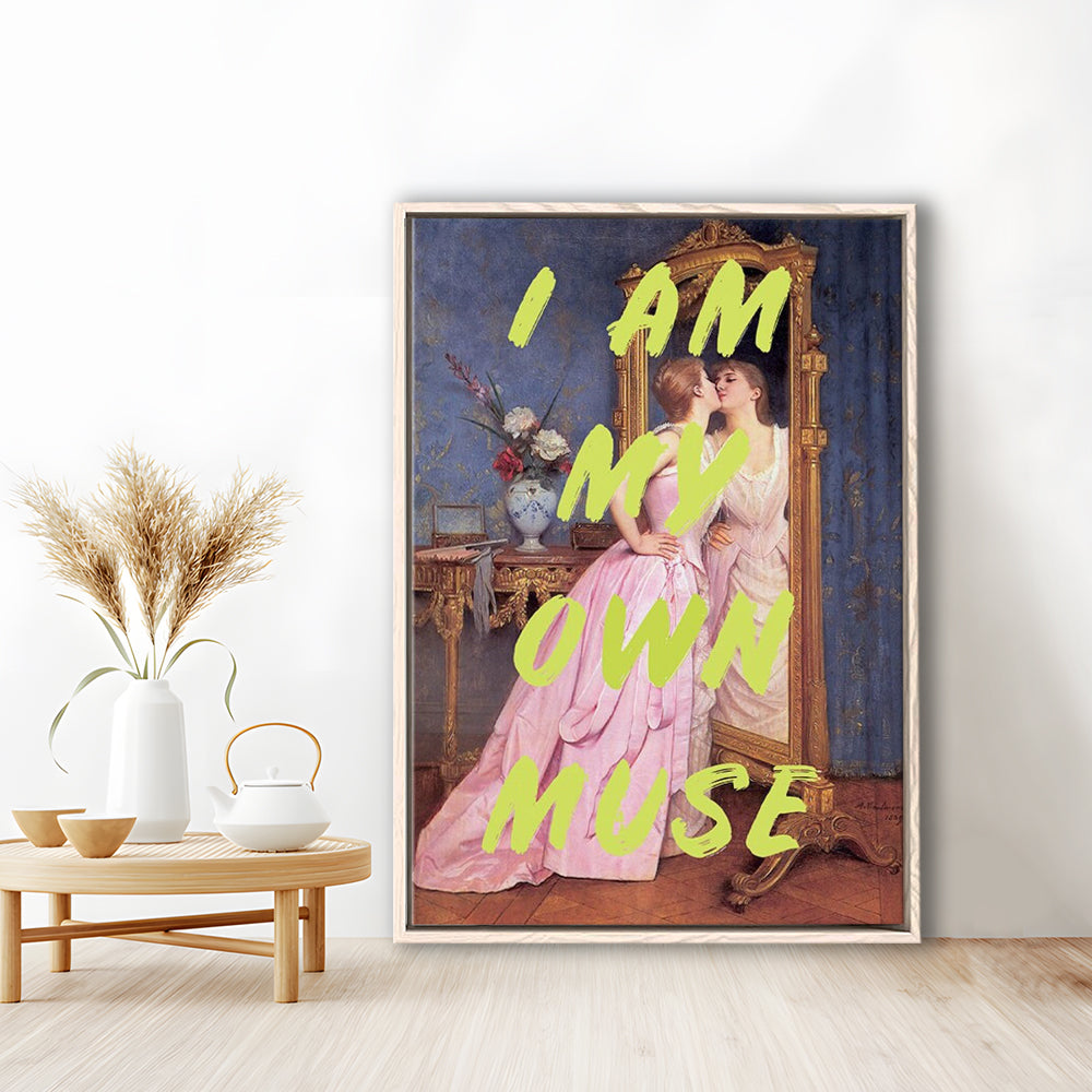 I Am My Own Muse Feminist Art, Neon Quotes, Gift For Her, Quote Print, Feminist Gifts, Framed Canvas Prints Wall Art