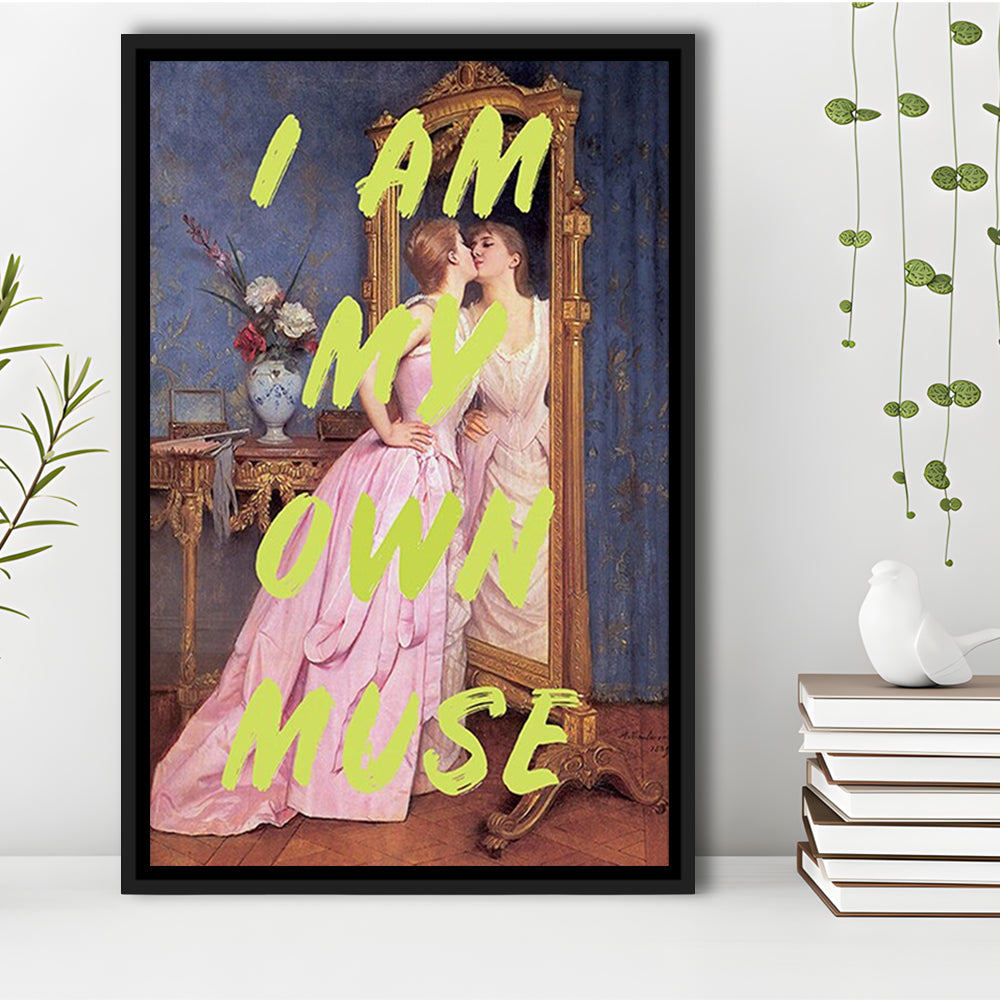 I Am My Own Muse Feminist Art, Neon Quotes, Gift For Her, Quote Print, Feminist Gifts, Framed Canvas Prints Wall Art