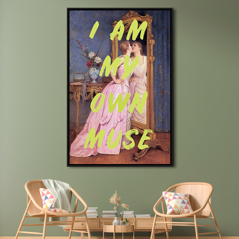 I Am My Own Muse Feminist Art, Neon Quotes, Gift For Her, Quote Print, Feminist Gifts, Framed Canvas Prints Wall Art