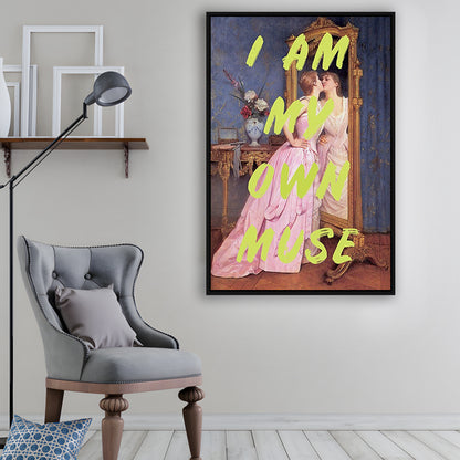 I Am My Own Muse Feminist Art, Neon Quotes, Gift For Her, Quote Print, Feminist Gifts, Framed Canvas Prints Wall Art