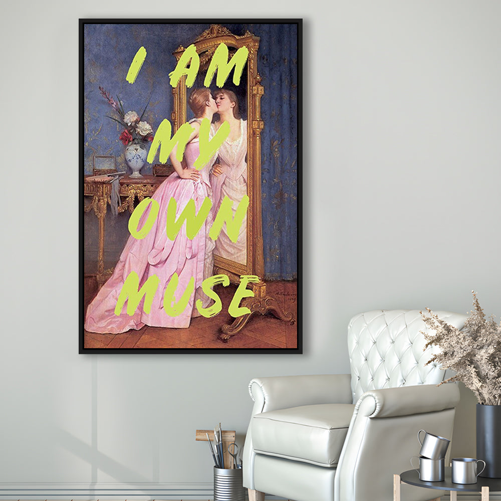 I Am My Own Muse Feminist Art, Neon Quotes, Gift For Her, Quote Print, Feminist Gifts, Framed Canvas Prints Wall Art