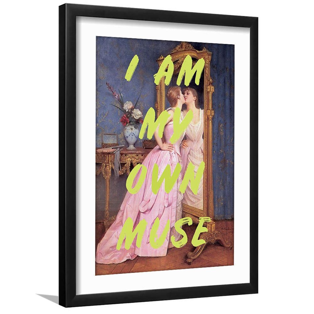 I Am My Own Muse Feminist Art, Neon Quotes, Gift For Her, Quote Print, Feminist Gifts, Framed Art Prints White Border Wall Decor