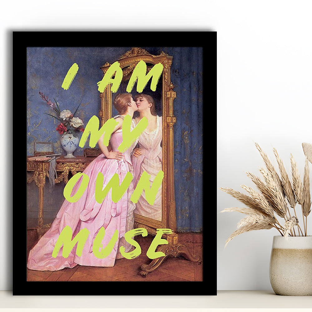 I Am My Own Muse Feminist Art, Neon Quotes, Gift For Her, Quote Print, Feminist Gifts, Framed Art Prints Wall Decor