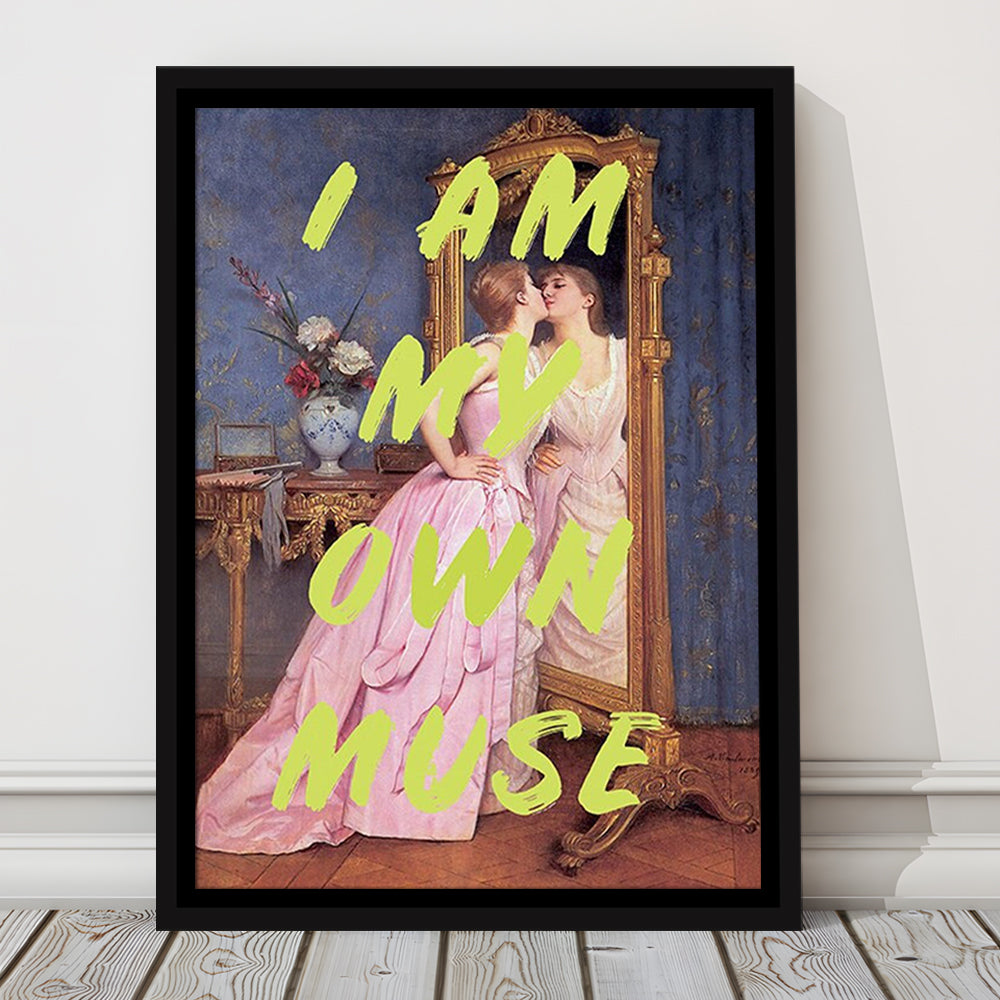 I Am My Own Muse Feminist Art, Neon Quotes, Gift For Her, Quote Print, Feminist Gifts, Framed Canvas Prints Wall Art
