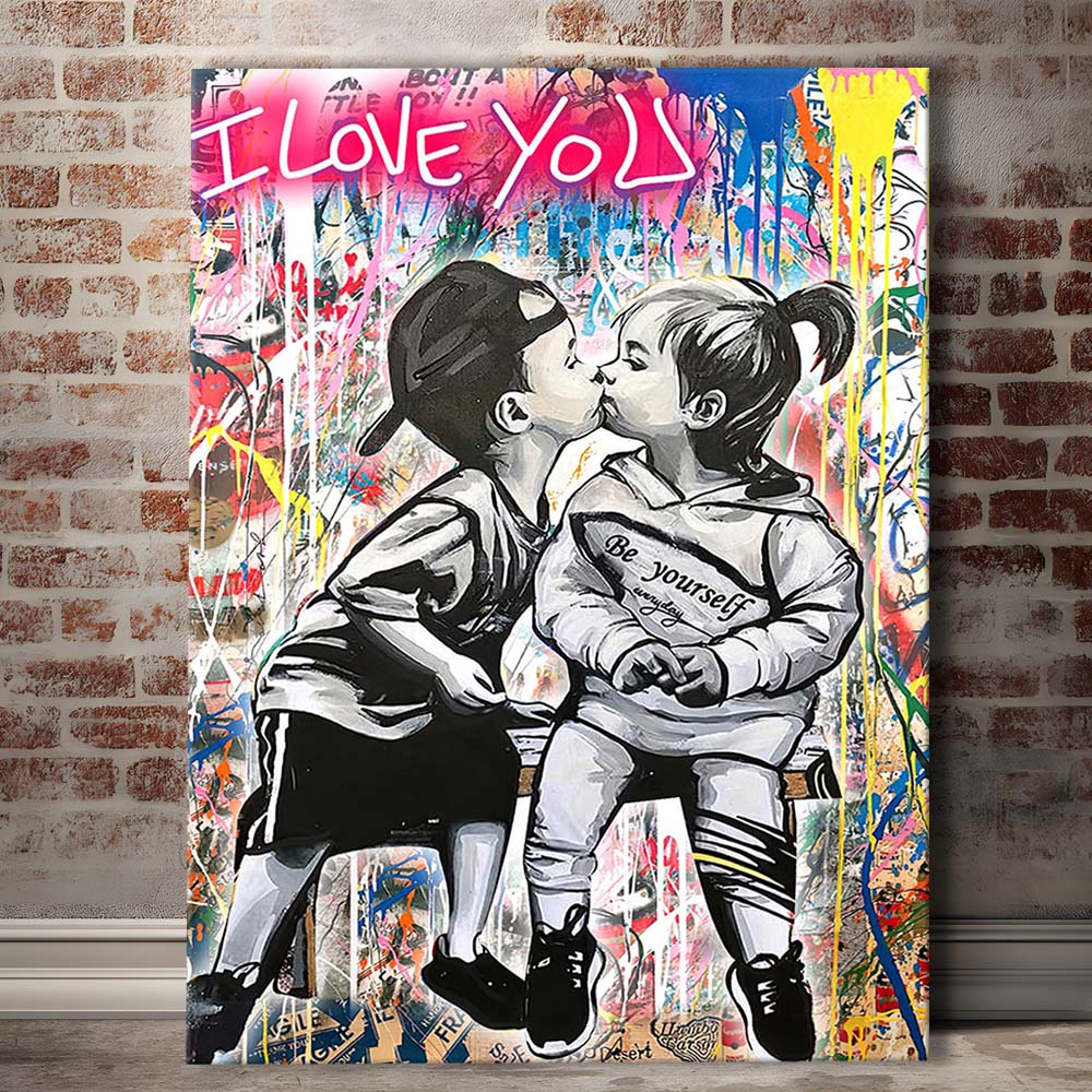 I Love You Neon Sign Effect, Canvas Print, Luxury Wall Art Decor, Modern Art