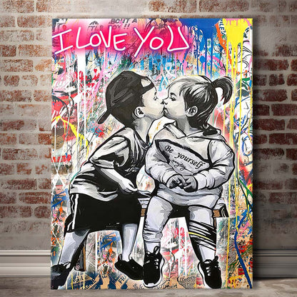 I Love You Neon Sign Effect, Canvas Print, Luxury Wall Art Decor, Modern Art