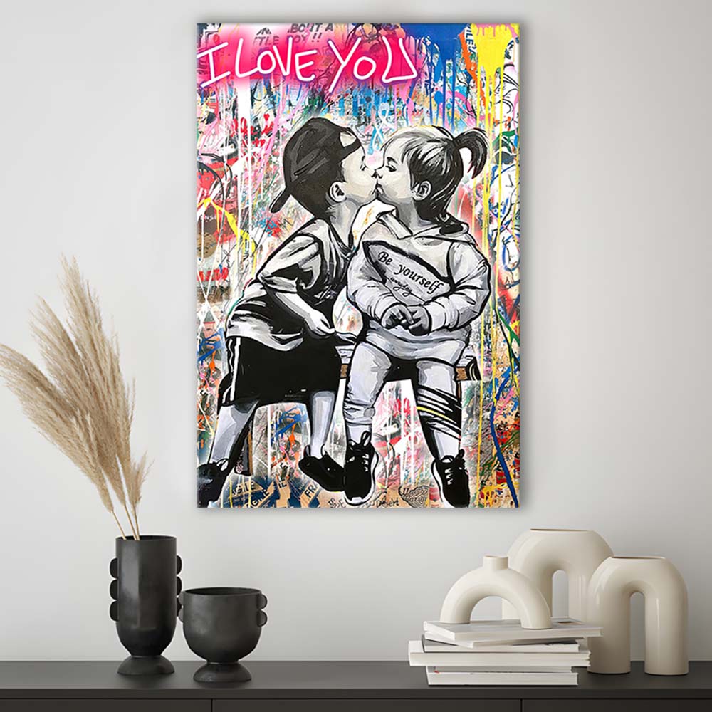 I Love You Neon Sign Effect, Canvas Print, Luxury Wall Art Decor, Modern Art