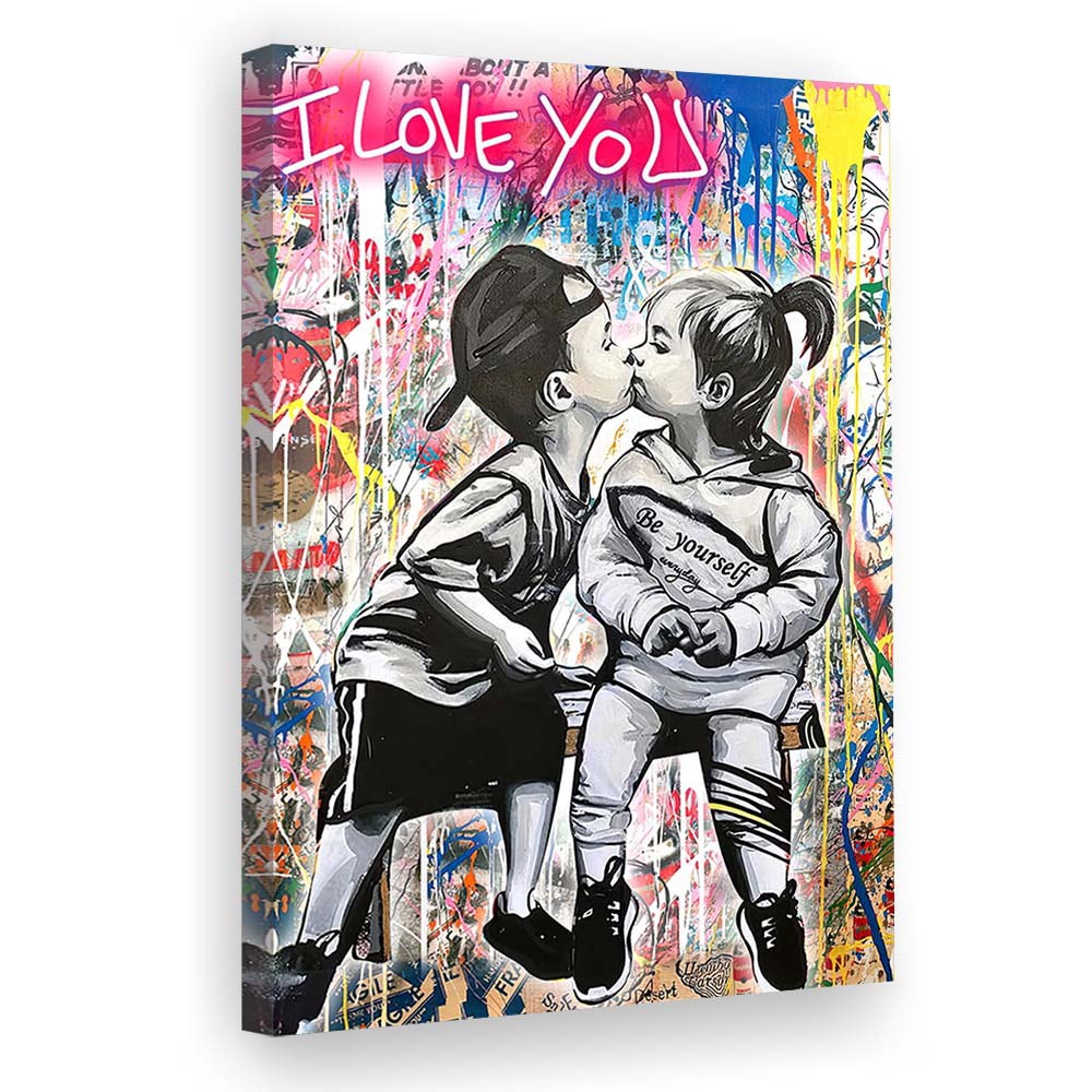 I Love You Neon Sign Effect, Canvas Print, Luxury Wall Art Decor, Modern Art