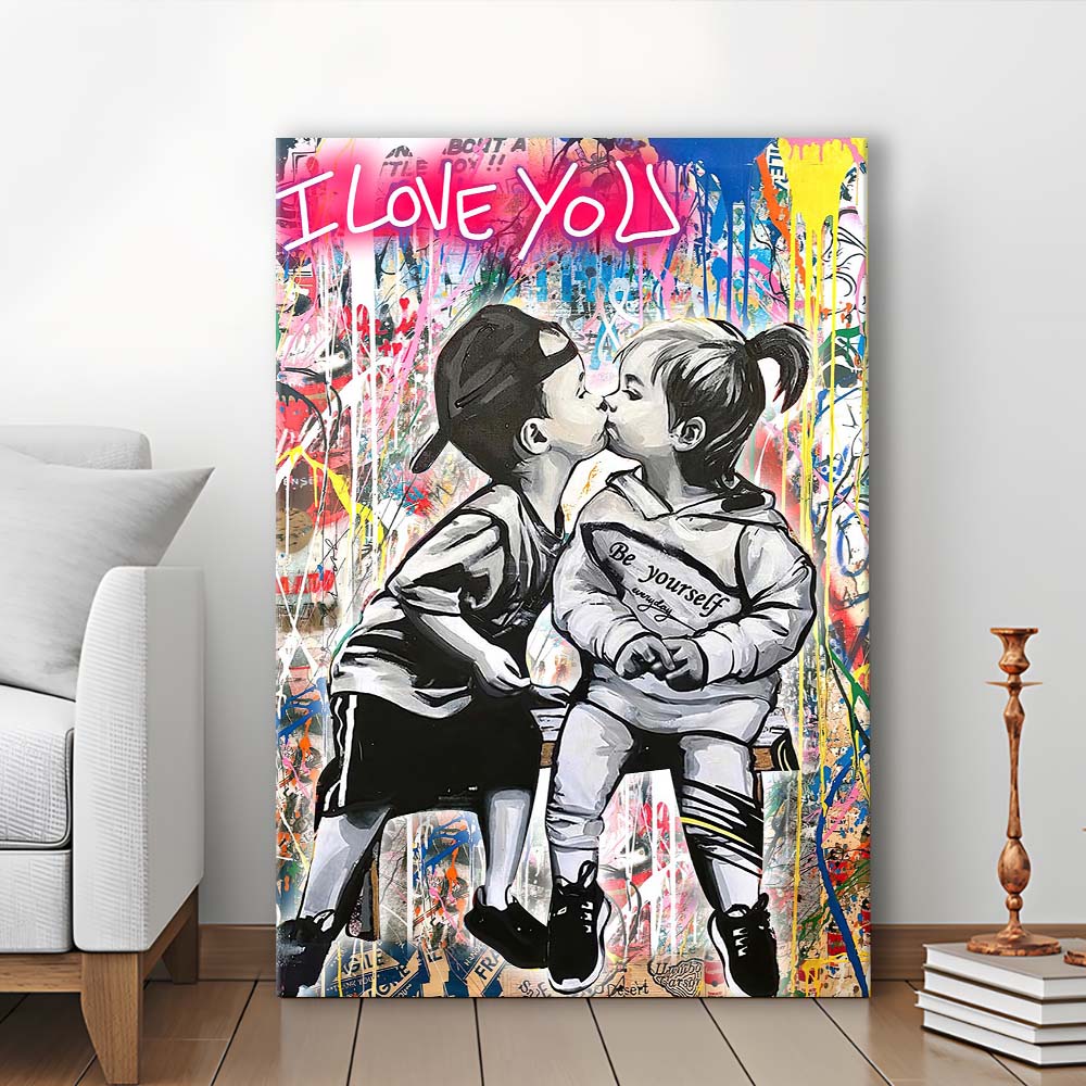 I Love You Neon Sign Effect, Canvas Print, Luxury Wall Art Decor, Modern Art