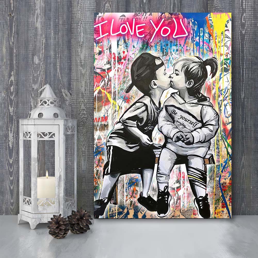 I Love You Neon Sign Effect, Canvas Print, Luxury Wall Art Decor, Modern Art