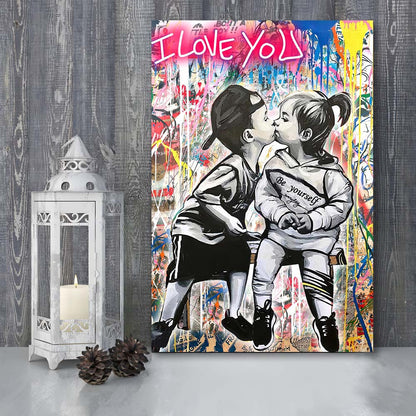 I Love You Neon Sign Effect, Canvas Print, Luxury Wall Art Decor, Modern Art
