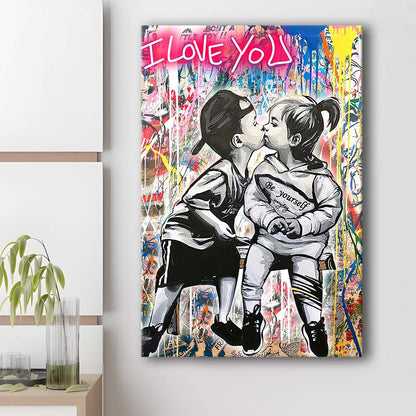 I Love You Neon Sign Effect, Canvas Print, Luxury Wall Art Decor, Modern Art
