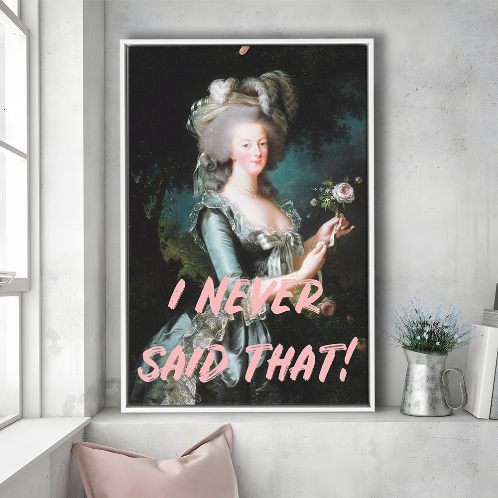 I Never Said that, Marie Antoinette Altered Art, Floating Framed Canvas Art Print,, Framed Canvas Prints Wall Art