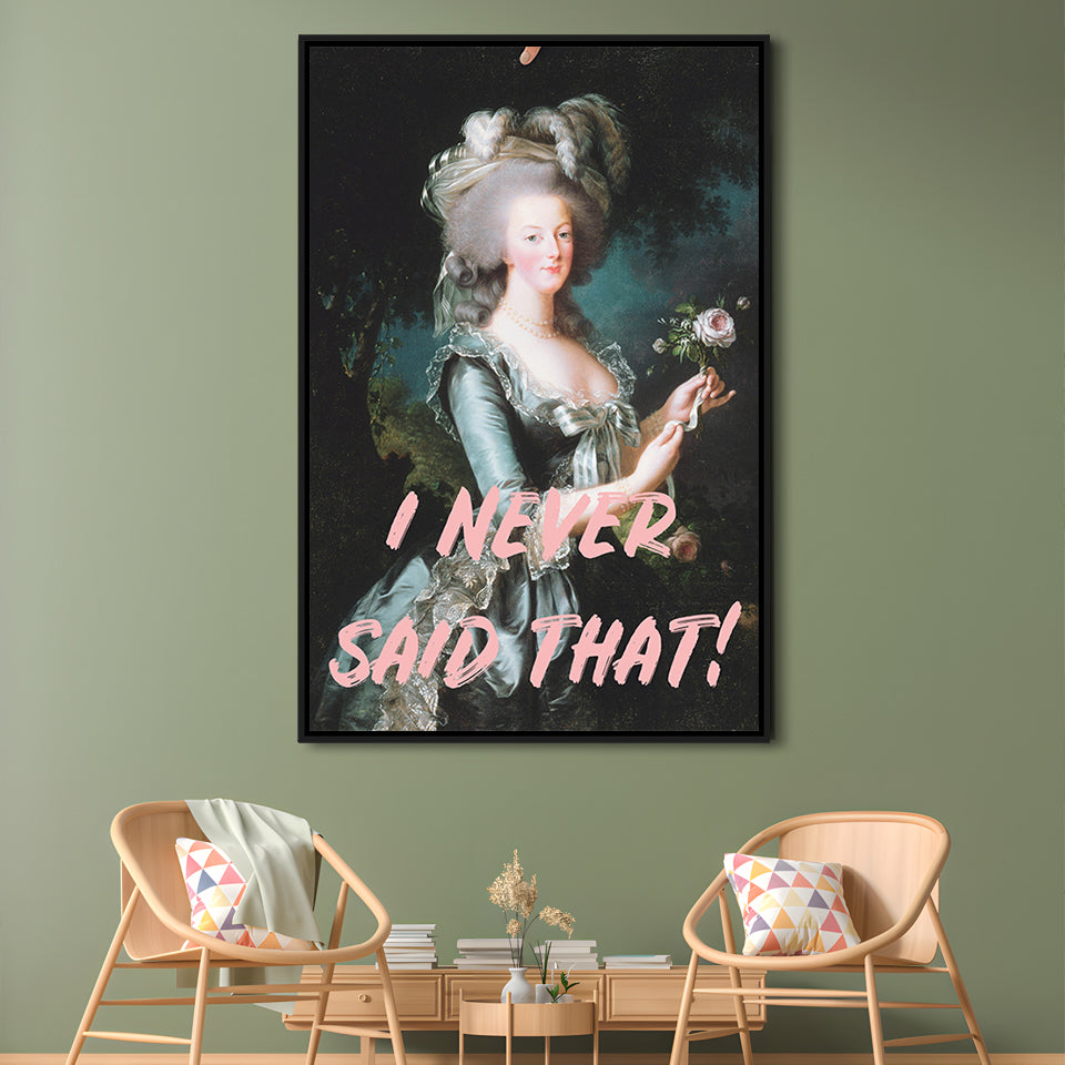I Never Said that, Marie Antoinette Altered Art, Floating Framed Canvas Art Print,, Framed Canvas Prints Wall Art