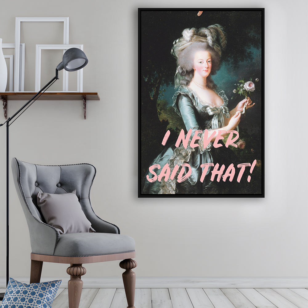 I Never Said that, Marie Antoinette Altered Art, Floating Framed Canvas Art Print,, Framed Canvas Prints Wall Art