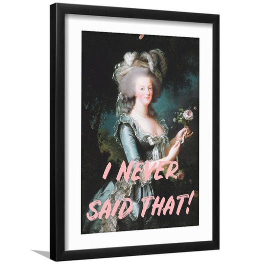 I Never Said that, Marie Antoinette Altered Art, Framed Picture Print, Framed Art Prints White Border Wall Decor