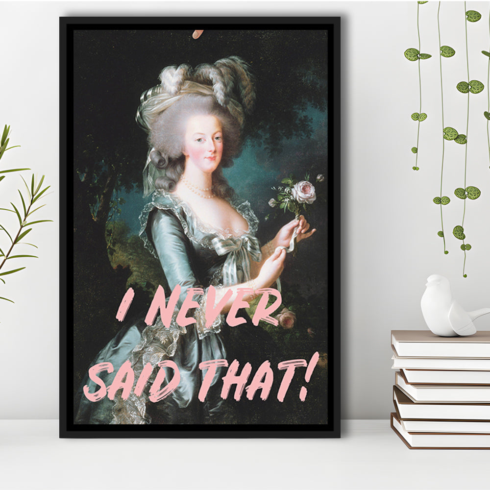 I Never Said that, Marie Antoinette Altered Art, Floating Framed Canvas Art Print,, Framed Canvas Prints Wall Art