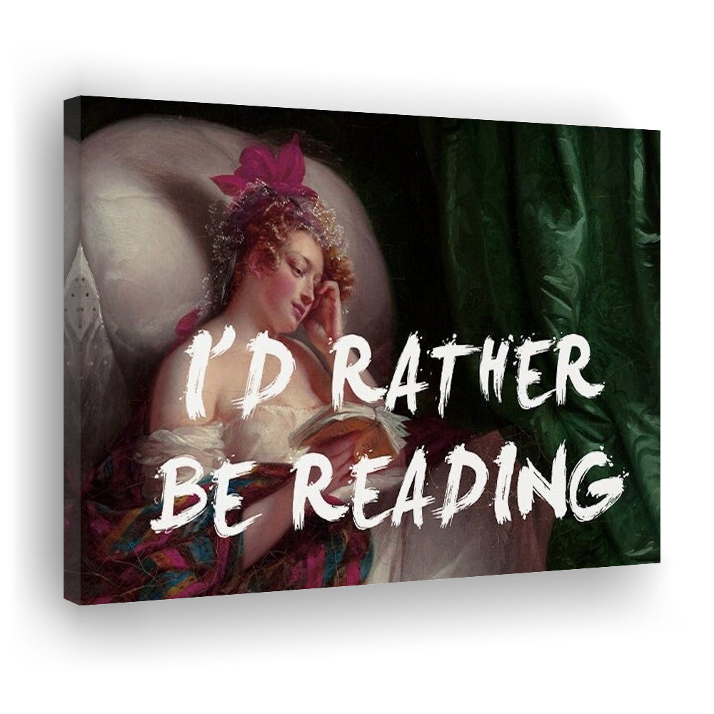 I'D Rather Be Reading Altered Wall Art Print, Altered Art, Bedroom Print, Pink Art, Canvas Print Wall Art Home Decor