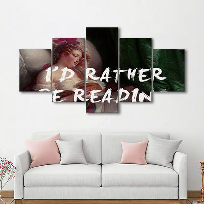 I'D Rather Be Reading Altered Wall Art Print, Altered Art, Bedroom Print, Pink Art, Mixed Panels Canvas Print Wall Art