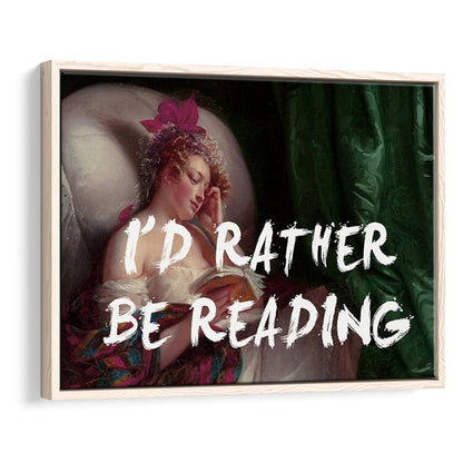 I'D Rather Be Reading Altered Wall Art Print, Altered Art, Bedroom Print, Pink Art, Floating Framed Canvas Print