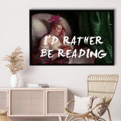I'D Rather Be Reading Altered Wall Art Print, Altered Art, Bedroom Print, Pink Art, Floating Framed Canvas Print